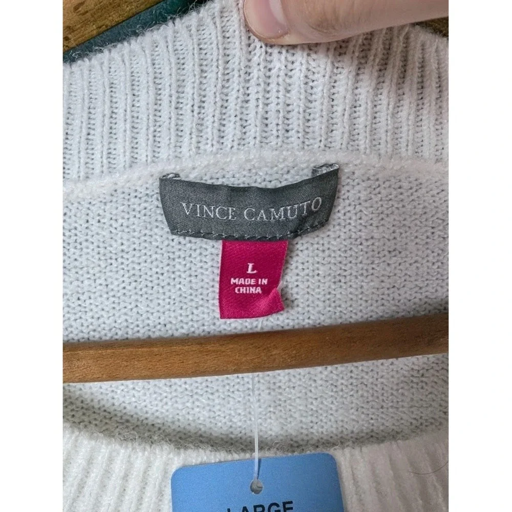 Vince Camuto Sweater Womens Size Large Cheers Holiday Beaded New Year's Soft NEW